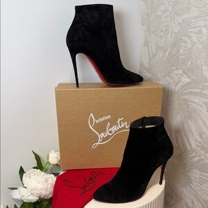 Christian Louboutin Black Suede Heeled Boots